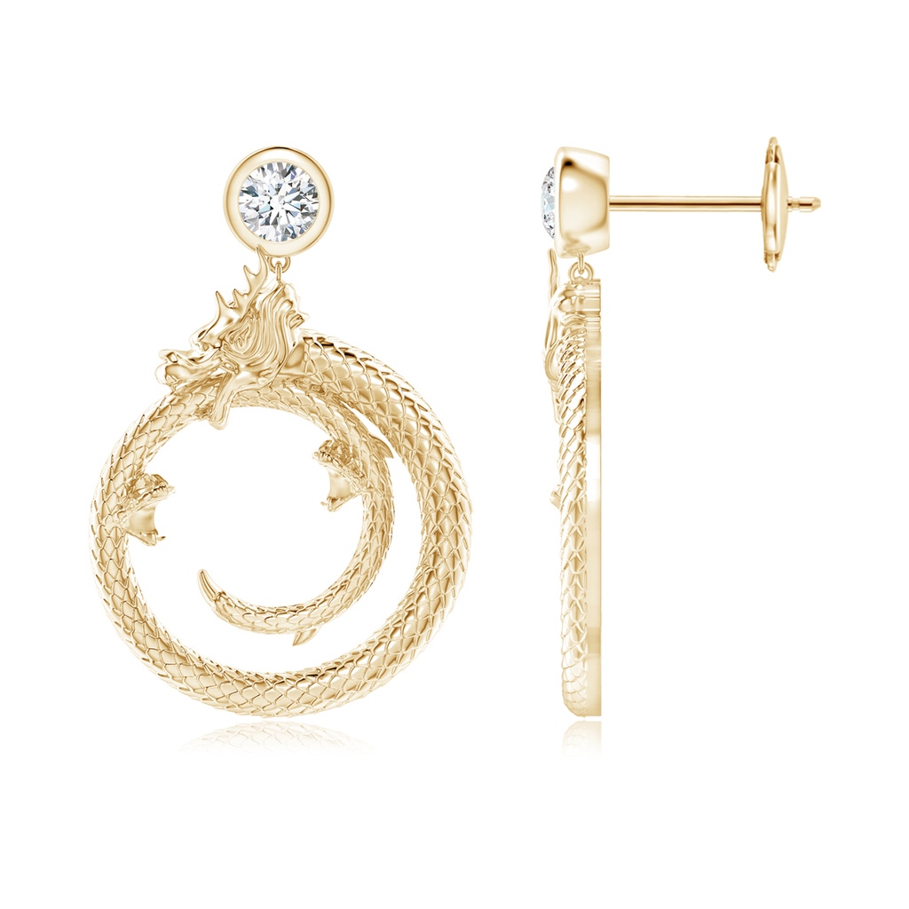 3.5mm IJI1I2 Natori x Angara Small Dragon Ear Danglers With Diamond in Yellow Gold 