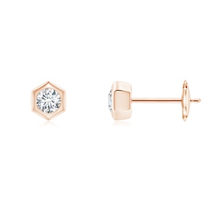 2.8mm IJI1I2 Natori x Angara Hexagonal Frame Diamond Studs in Rose Gold