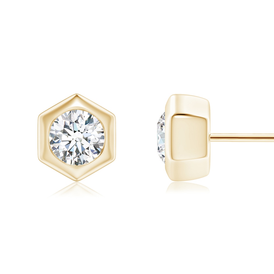 4mm IJI1I2 Natori x Angara Hexagonal Frame Diamond Studs in Yellow Gold ruler