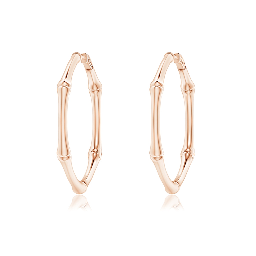 Natori x Angara Small Indochine Bamboo Hinged Hoop Earrings in Rose Gold