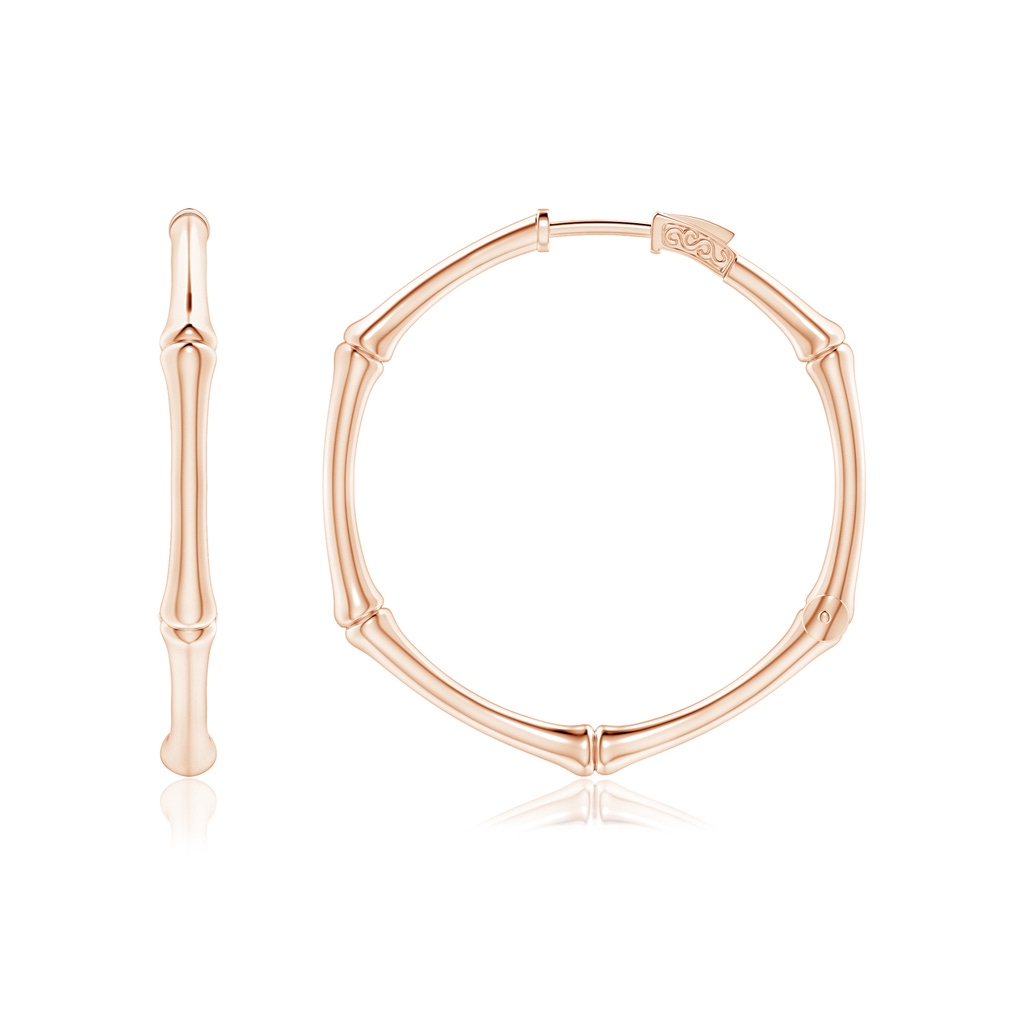 Natori x Angara Small Indochine Bamboo Hinged Hoop Earrings in Rose Gold Side 1