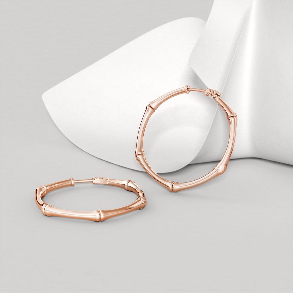 Natori x Angara Small Indochine Bamboo Hinged Hoop Earrings in Rose Gold Product Image