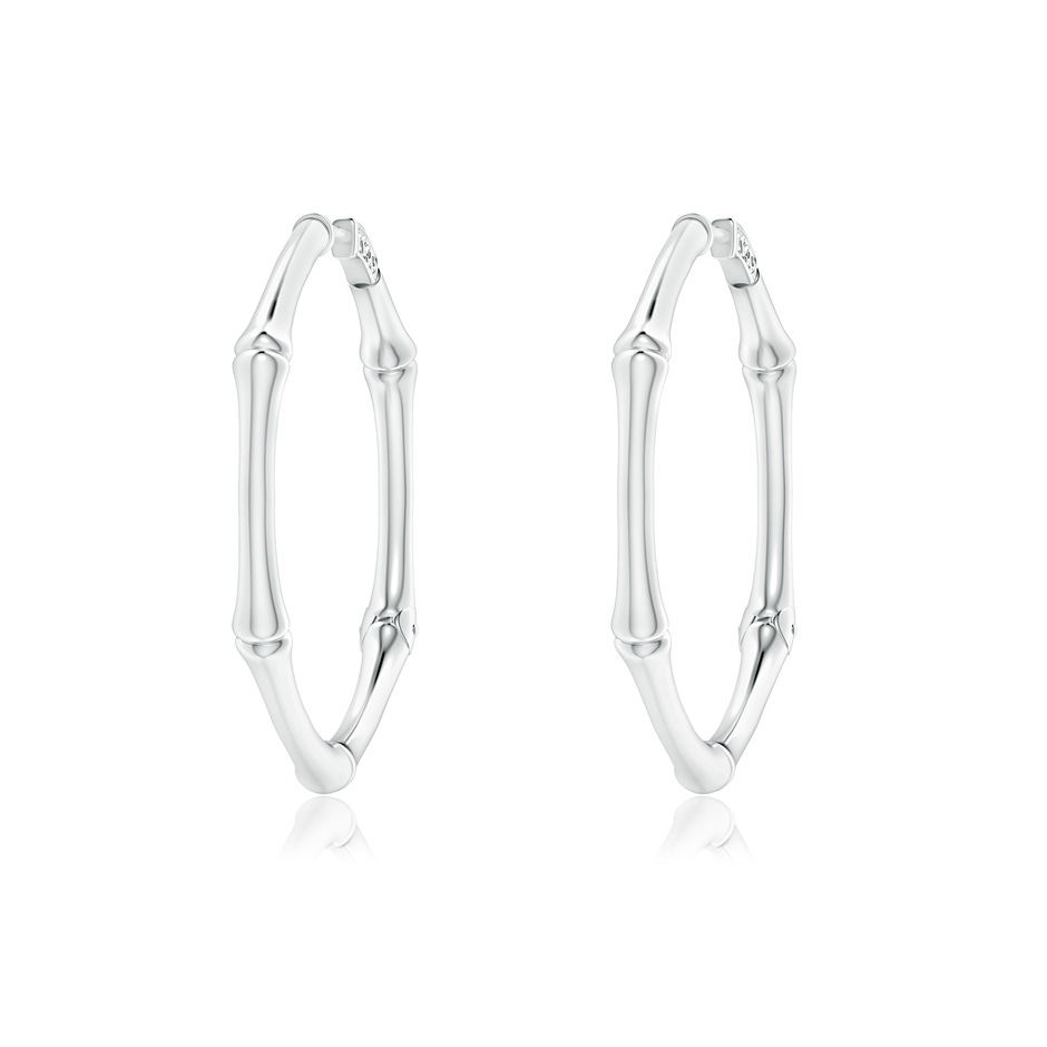 Natori x Angara Small Indochine Bamboo Hinged Hoop Earrings in White Gold 