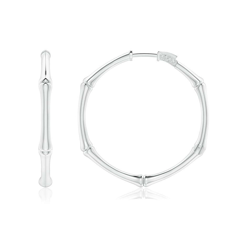 Natori x Angara Small Indochine Bamboo Hinged Hoop Earrings in White Gold side 1