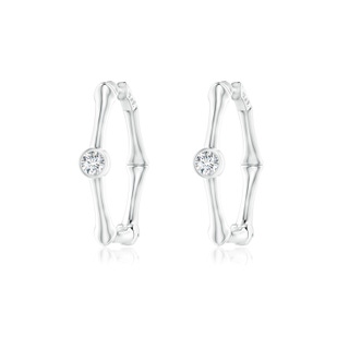 3.5mm IJI1I2 Natori x Angara Small Indochine Bamboo Hexagonal Full Hoops With Diamond in White Gold