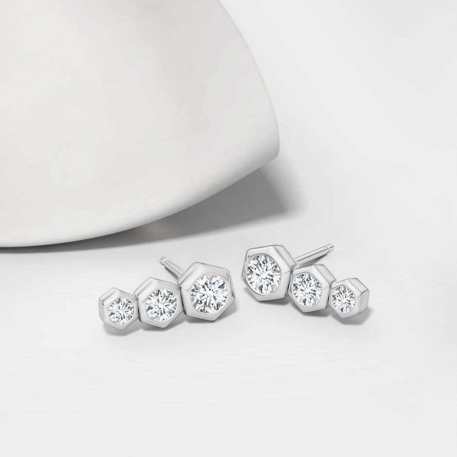 3mm IJI1I2 Natori x Angara Indochine Bamboo Diamond Journey Earrings in White Gold lifestyle