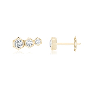 3mm IJI1I2 Natori x Angara Indochine Bamboo Diamond Journey Earrings in Yellow Gold