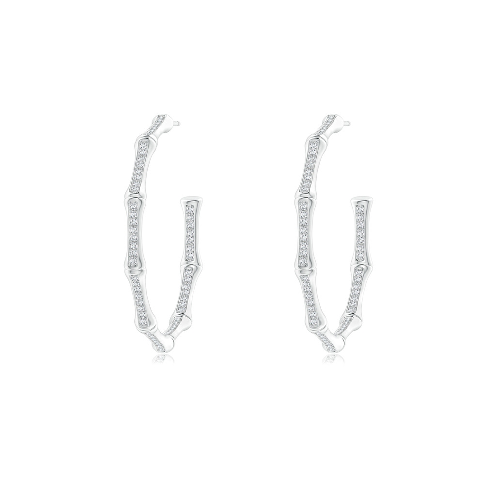 1mm IJI1I2 Natori x Angara Medium Circular Studded Indochine Bamboo Hoops in White Gold