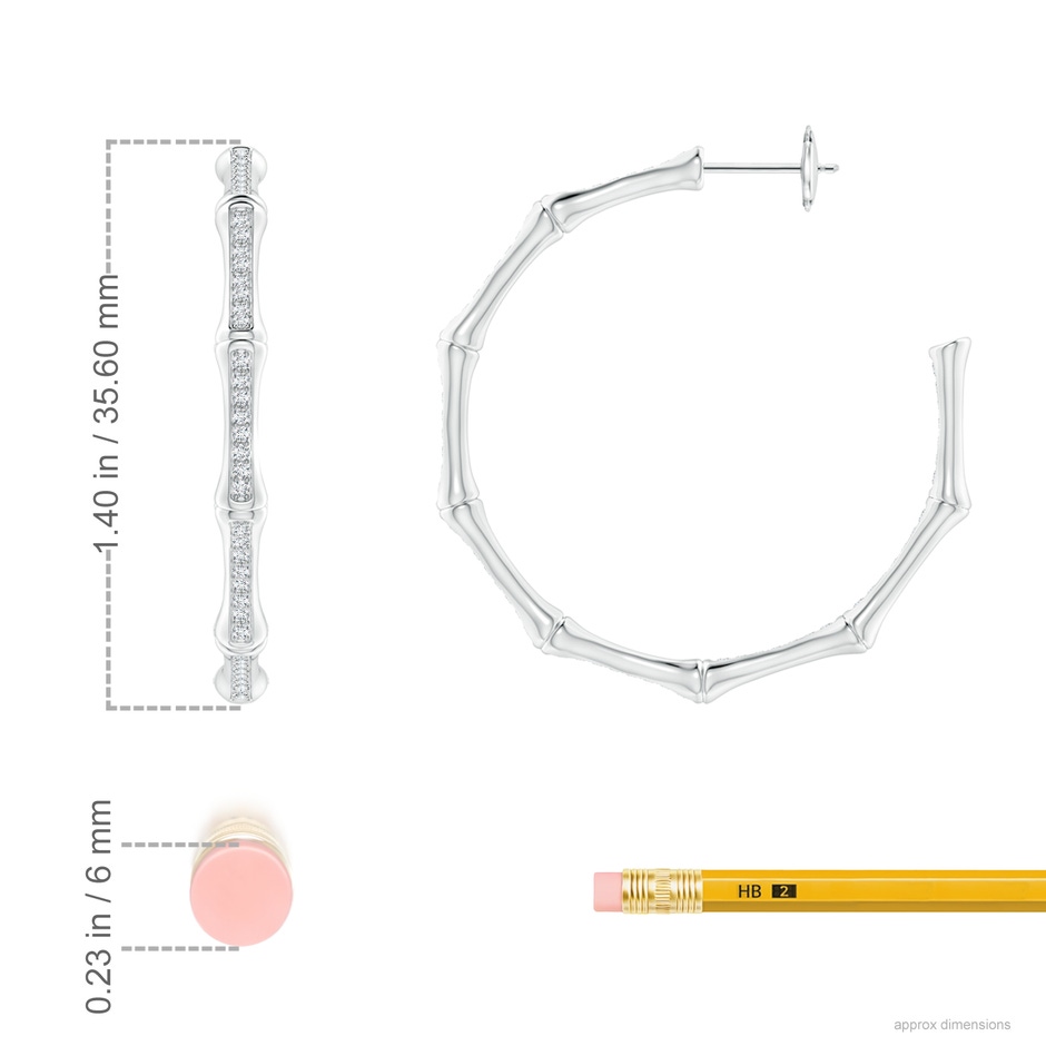 1mm IJI1I2 Natori x Angara Medium Circular Studded Indochine Bamboo Hoops in White Gold ruler