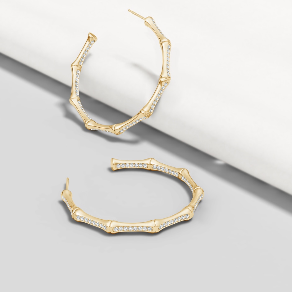 1mm IJI1I2 Natori x Angara Medium Circular Studded Indochine Bamboo Hoops in White Gold lifestyle