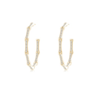 1mm IJI1I2 Natori x Angara Medium Circular Studded Indochine Bamboo Hoops in Yellow Gold