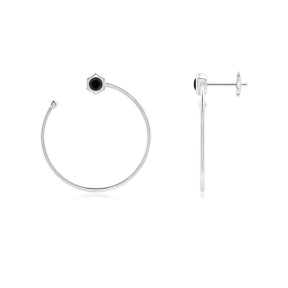 3mm AAA Natori x Angara Small Hexagonal Black Onyx Open Hoops in White Gold 