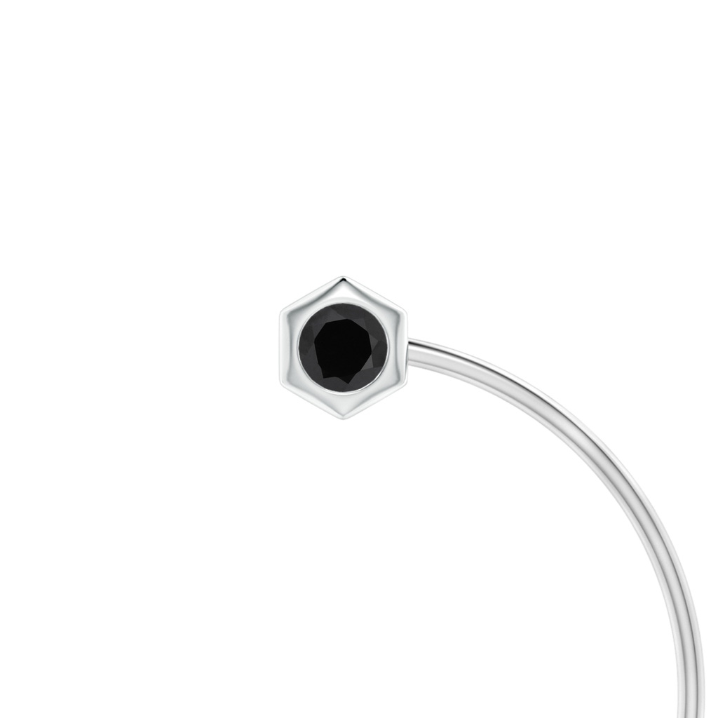 3mm AAA Natori x Angara Small Hexagonal Black Onyx Open Hoops in White Gold Side 1