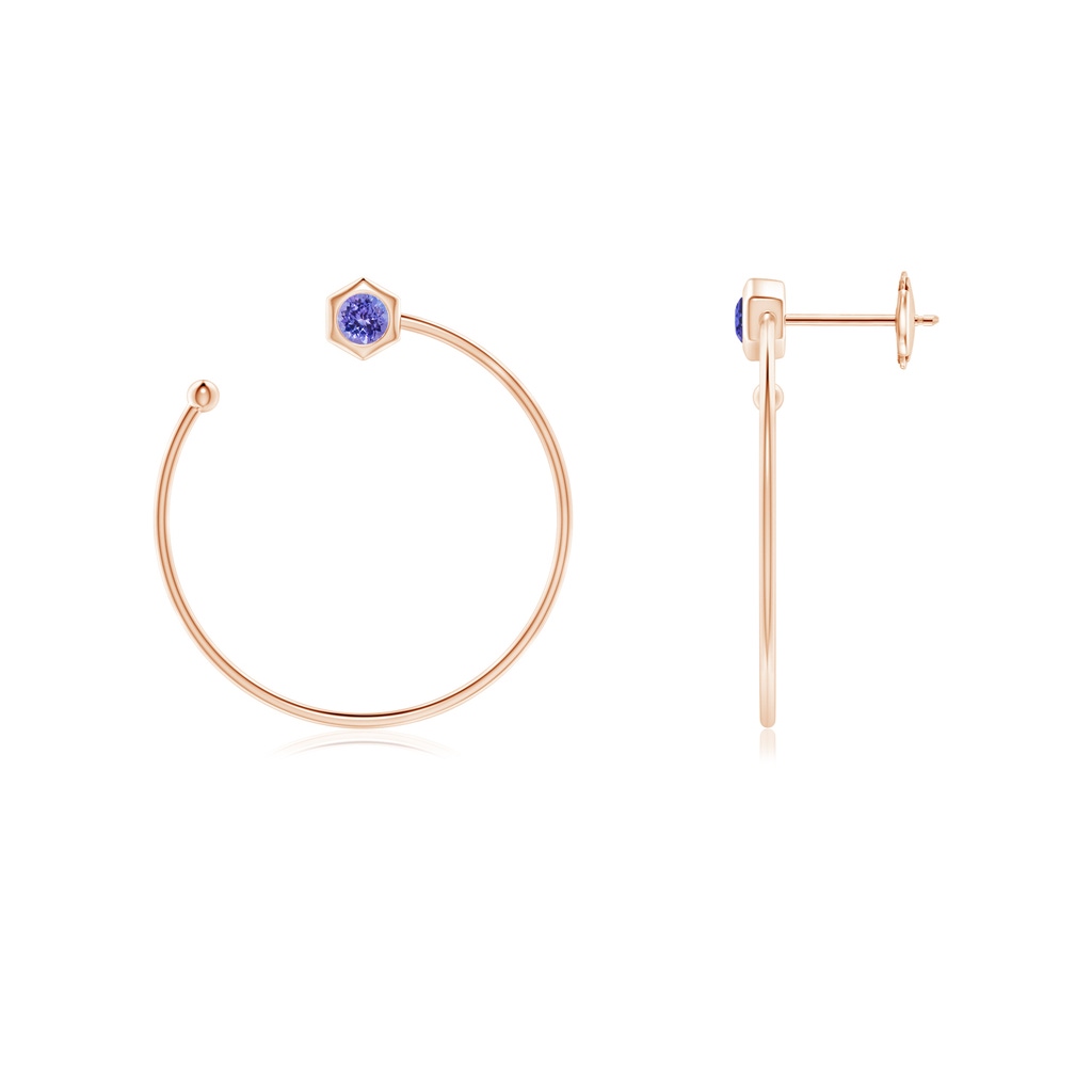 3mm AAA Natori x Angara Small Hexagonal Tanzanite Open Hoops in Rose Gold