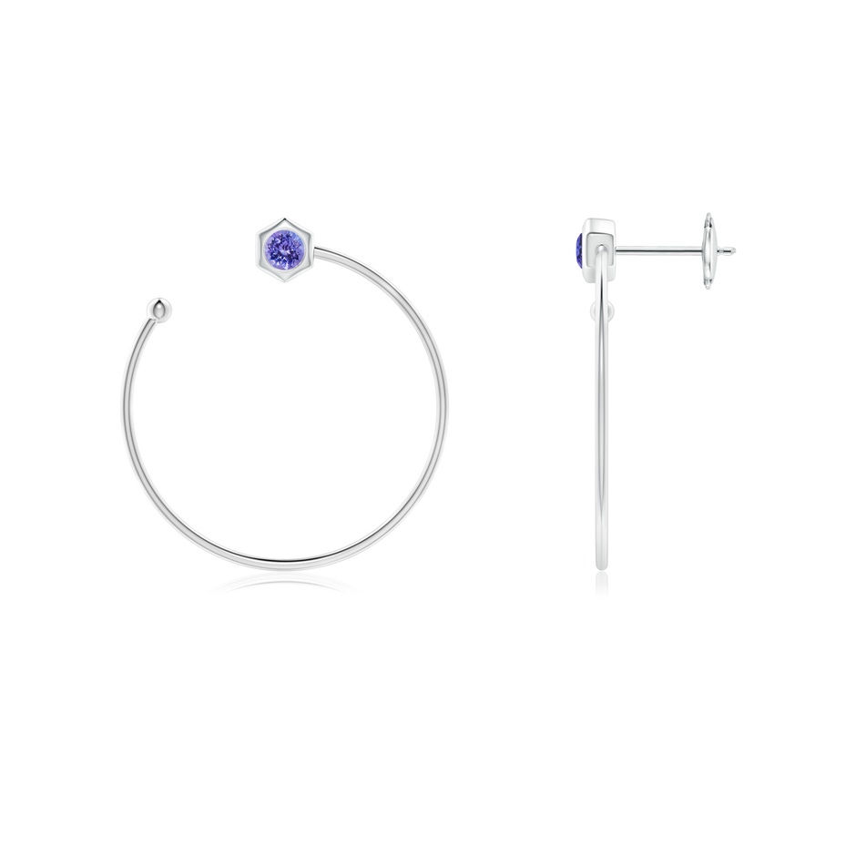 3mm AAA Natori x Angara Small Hexagonal Tanzanite Open Hoops in White Gold 