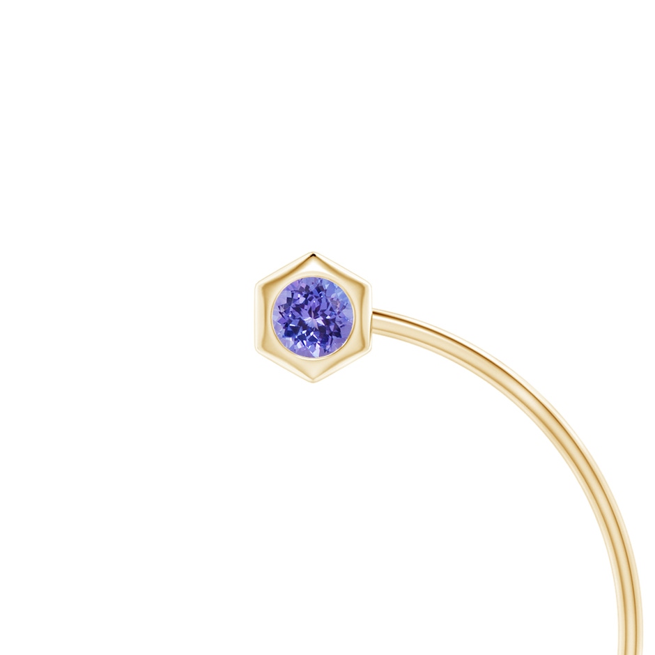 3mm AAA Natori x Angara Small Hexagonal Tanzanite Open Hoops in Yellow Gold side 1