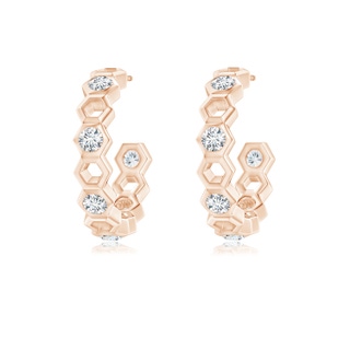 3mm IJI1I2 Natori x Angara Small Alternate Hexagonal Diamond Hoops in Rose Gold