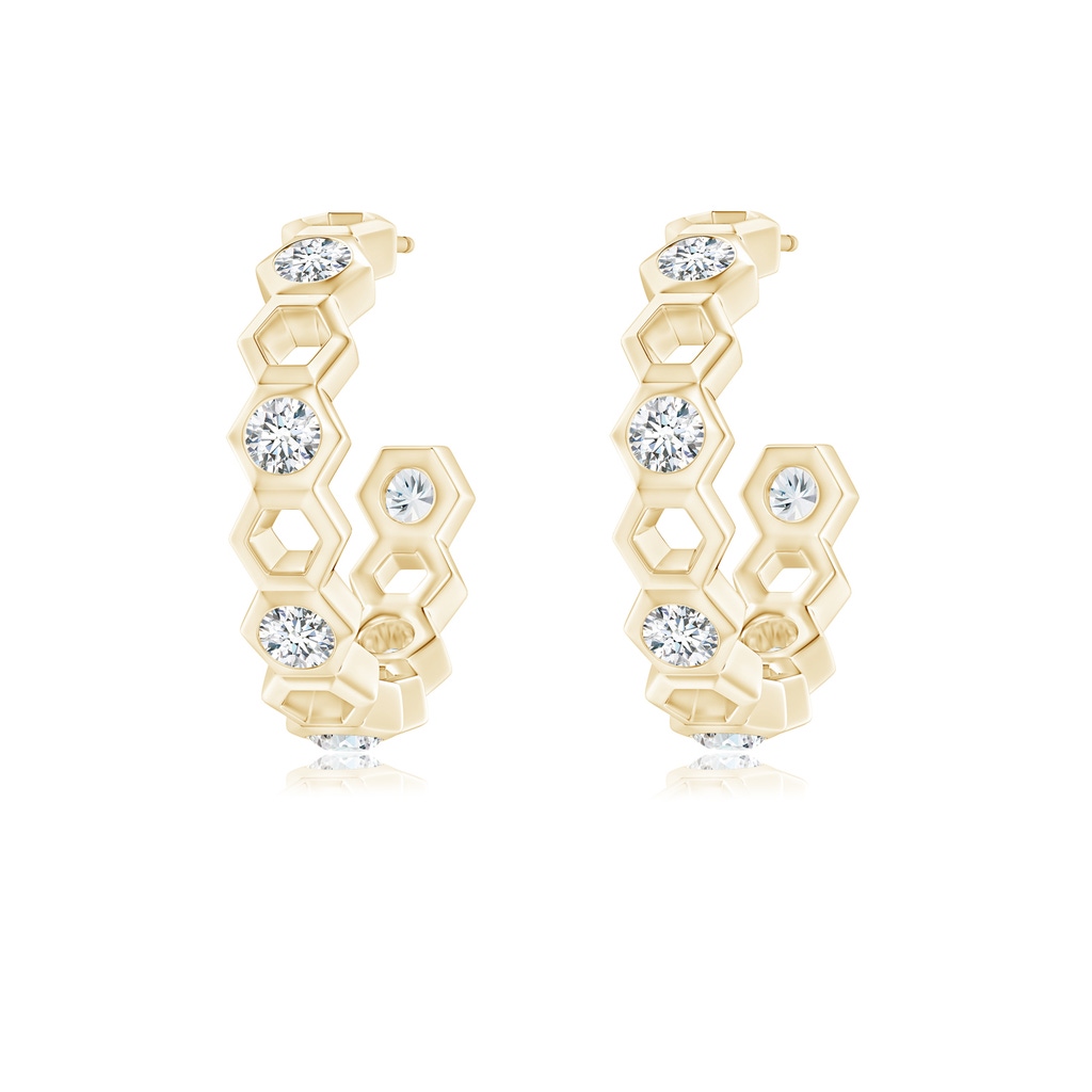 3mm IJI1I2 Natori x Angara Small Alternate Hexagonal Diamond Hoops in Yellow Gold