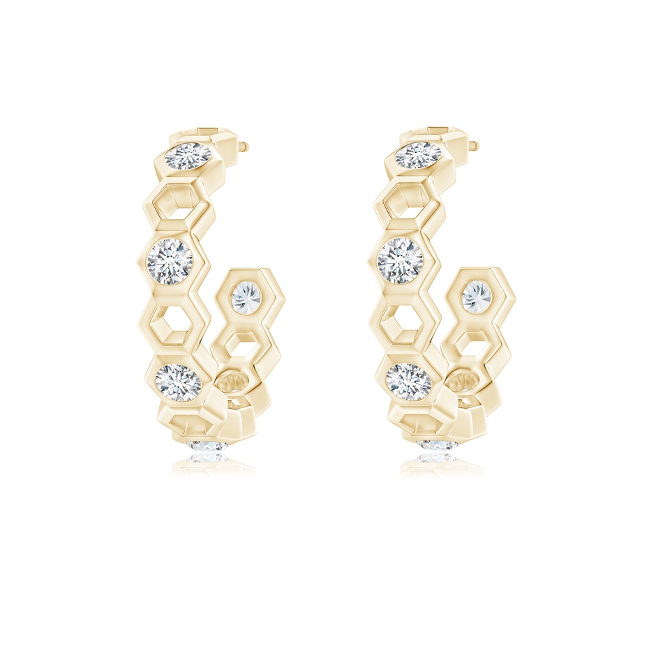 3mm IJI1I2 Natori x Angara Small Alternate Hexagonal Diamond Hoops in Yellow Gold 