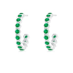 Hoops White Gold Emerald Earrings