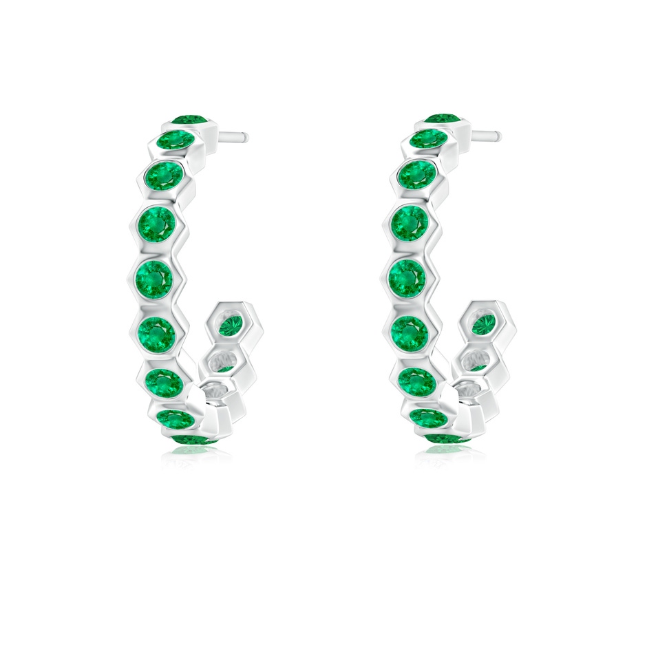 1.5mm AAA Natori x Angara Small  Hexagonal Emerald Hoops in White Gold 