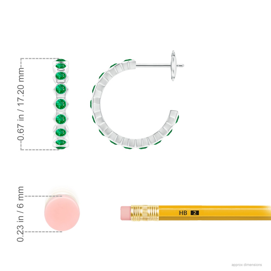 1.5mm AAA Natori x Angara Small  Hexagonal Emerald Hoops in White Gold ruler