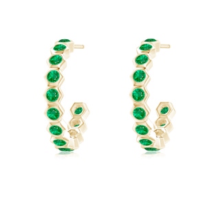 1.5mm AAA Natori x Angara Small  Hexagonal Emerald Hoops in Yellow Gold