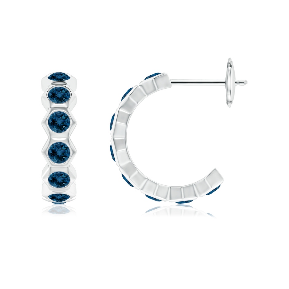 2.5mm AAA Natori x Angara Hexagonal Small London Blue Topaz J-Hoops in White Gold side 1