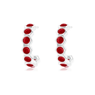 2.5mm AAA Natori x Angara Hexagonal Small Ruby  J-Hoops in White Gold