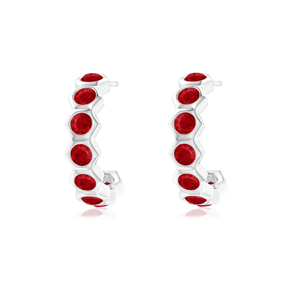 2.5mm AAA Natori x Angara Hexagonal Small Ruby  J-Hoops in White Gold 