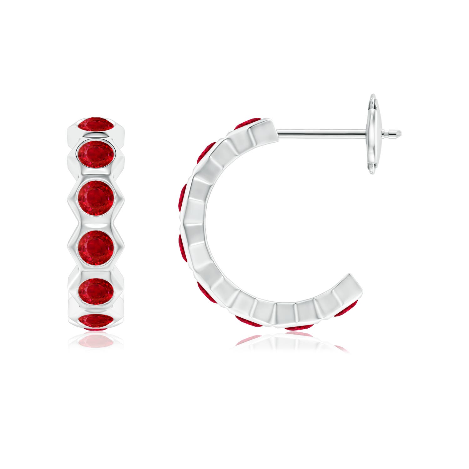 2.5mm AAA Natori x Angara Hexagonal Small Ruby  J-Hoops in White Gold