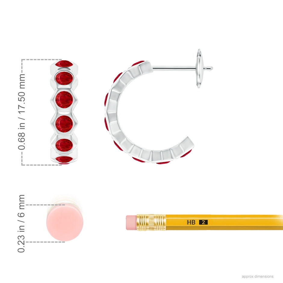 2.5mm AAA Natori x Angara Hexagonal Small Ruby  J-Hoops in White Gold ruler