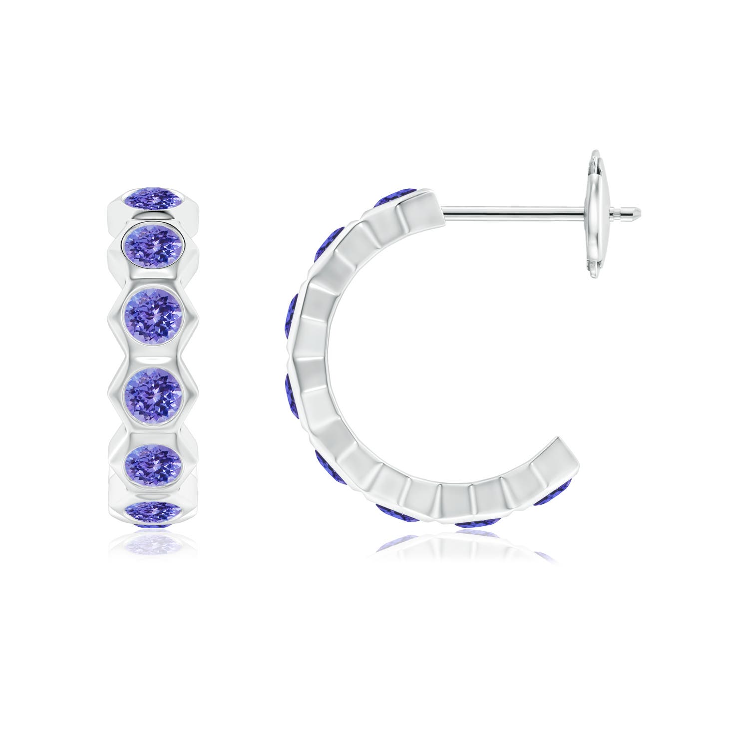 2.5mm AAA Natori x Angara Hexagonal Small Tanzanite  J-Hoops in White Gold - side 1