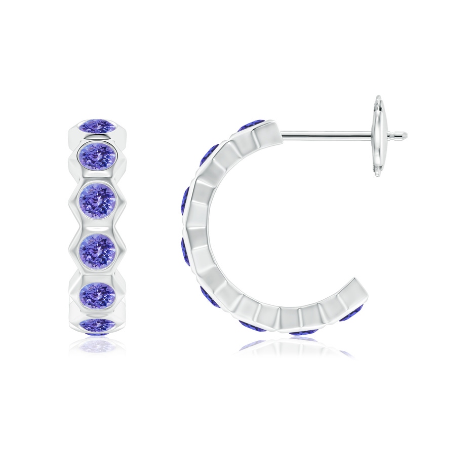 2.5mm AAA Natori x Angara Hexagonal Small Tanzanite  J-Hoops in White Gold side 1