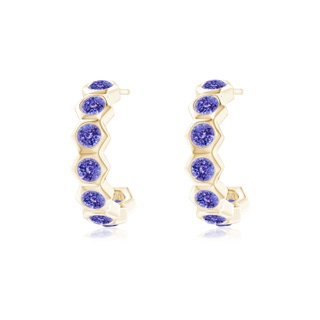 2.5mm AAA Natori x Angara Hexagonal Small Tanzanite  J-Hoops in Yellow Gold