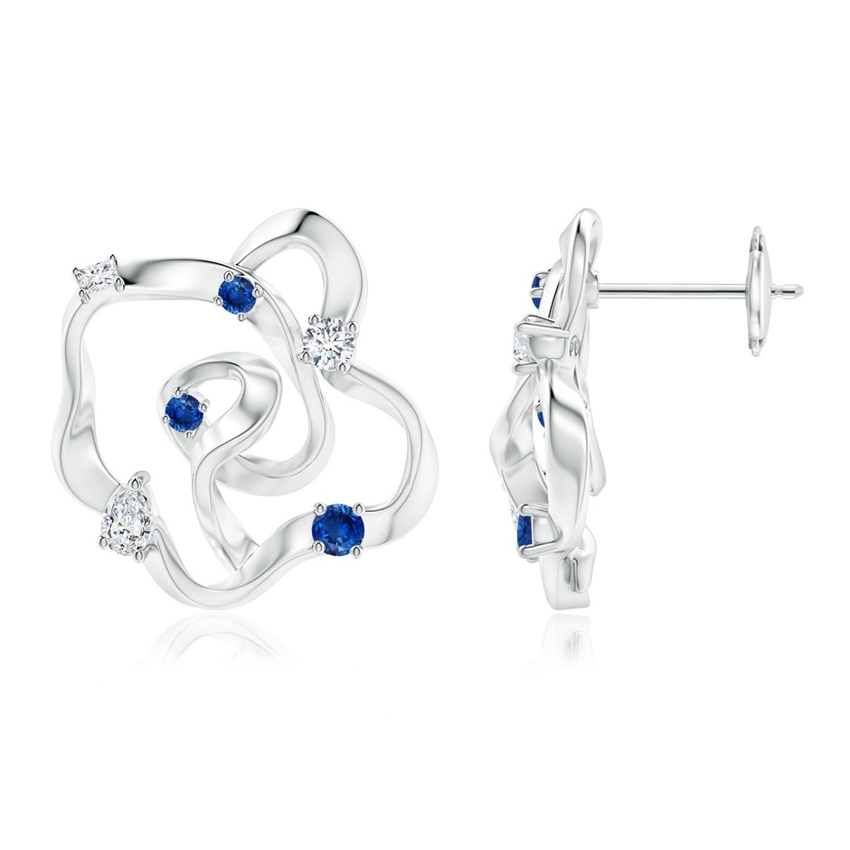 3x2mm IJI1I2 Natori x Angara Multi-Shape Dispersed Diamond & Sapphire Sakura Studs in White Gold 