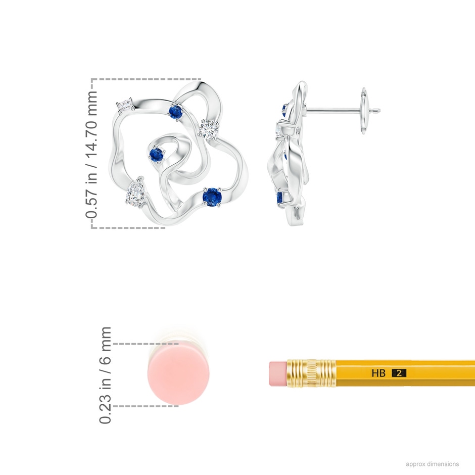 3x2mm IJI1I2 Natori x Angara Multi-Shape Dispersed Diamond & Sapphire Sakura Studs in White Gold ruler