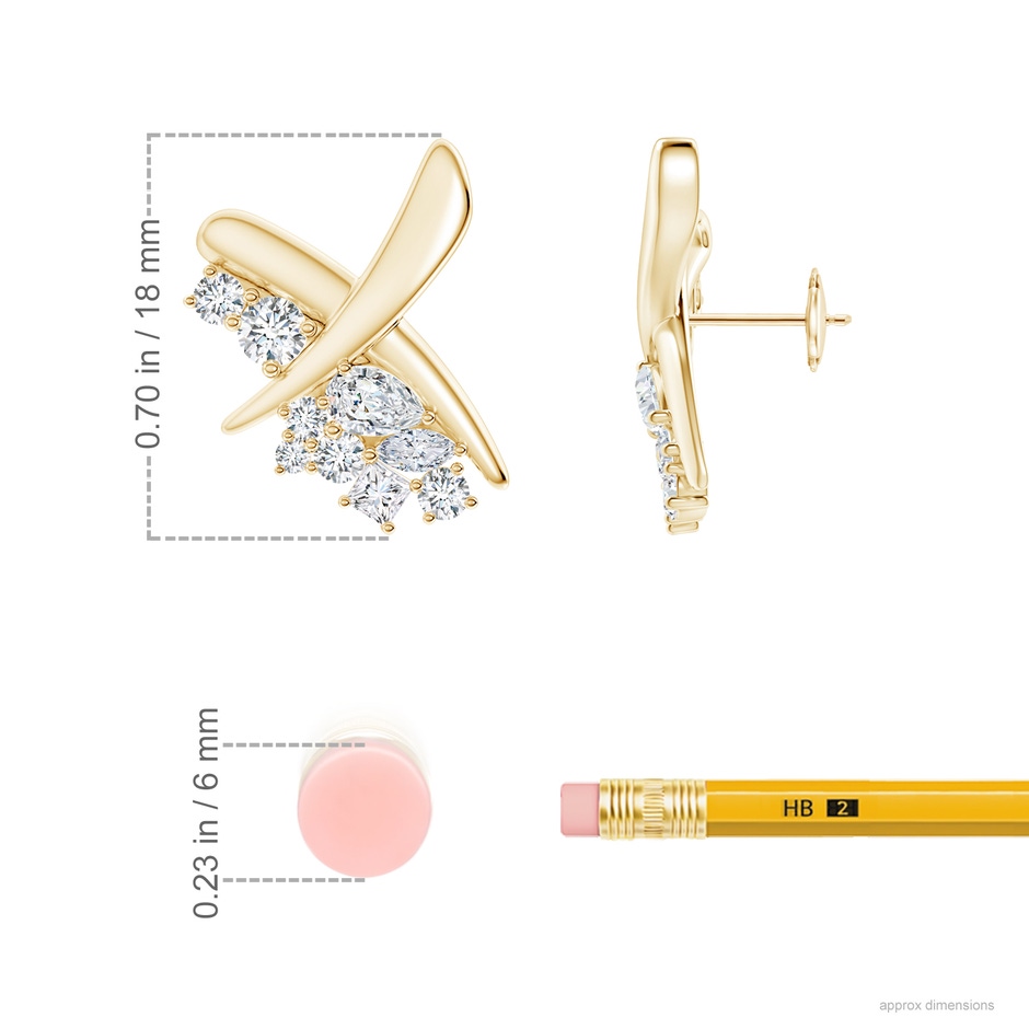 5x3mm IJI1I2 Natori x Angara Multi-Shape Waterfall Diamond Sumi Stroke Studs in Yellow Gold ruler