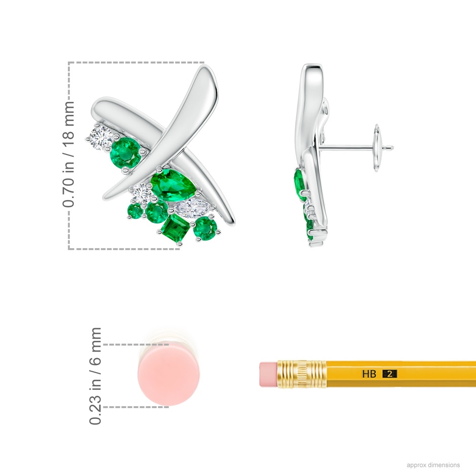 6x4mm AAA Natori x Angara Multi-Shape Waterfall Emerald & Diamond Sumi Stroke Studs in White Gold ruler