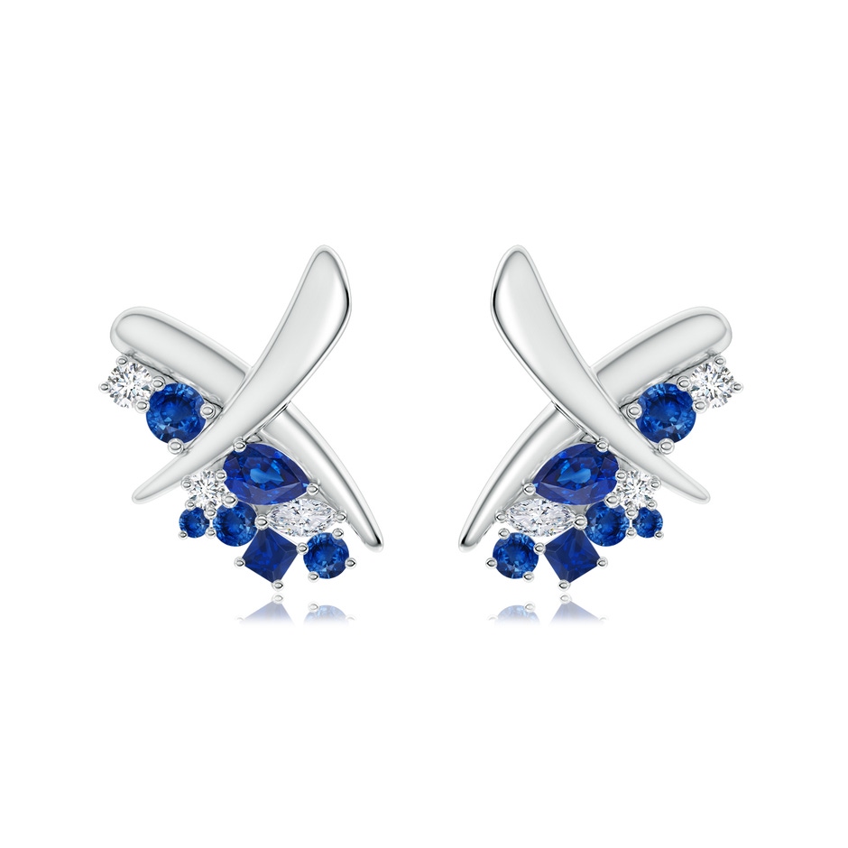 6x4mm AAA Natori x Angara Multi-Shape Waterfall Sapphire & Diamond Sumi Stroke Studs in White Gold side-1