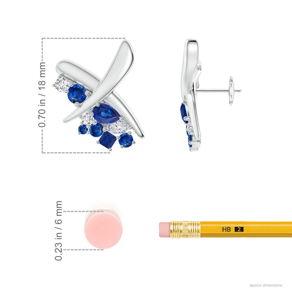 6x4mm AAA Natori x Angara Multi-Shape Waterfall Sapphire & Diamond Sumi Stroke Studs in White Gold ruler