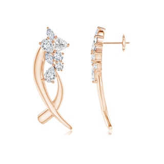 6x4mm IJI1I2 Natori x Angara Cascading Multi-Shape Diamond Sumi Stroke Studs in Rose Gold