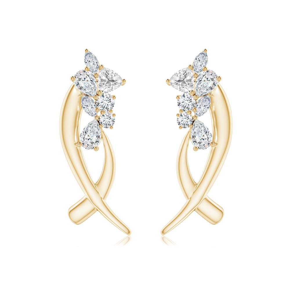 6x4mm IJI1I2 Natori x Angara Cascading Multi-Shape Diamond Sumi Stroke Studs in Yellow Gold Side-1