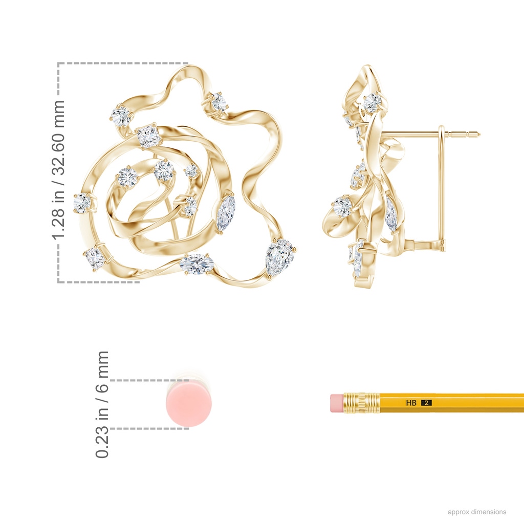 5x3mm IJI1I2 Natori x Angara Multi-Shape Dispersed Diamond Sakura Stud Earrings in Yellow Gold Ruler