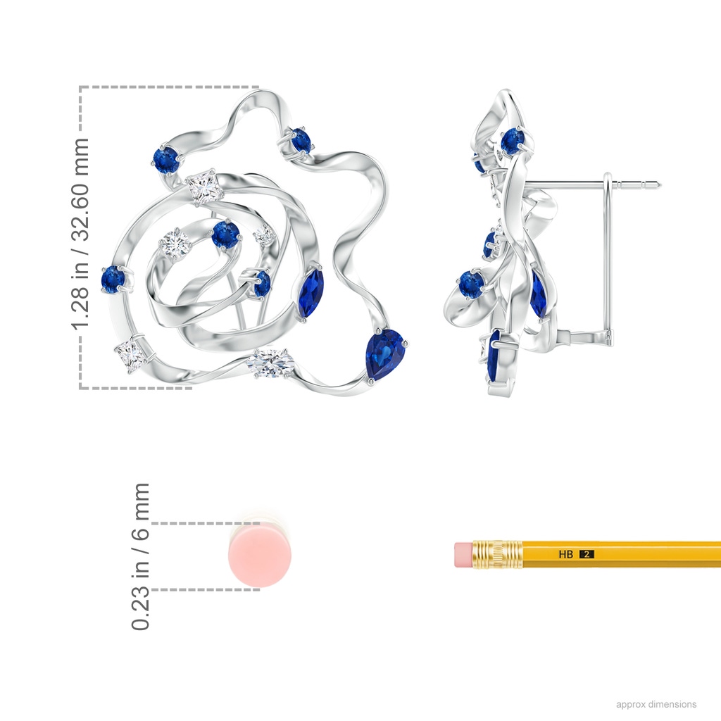 6x4mm AAA Natori x Angara Multi-Shape Dispersed Sapphire & Diamond Sakura Stud Earrings in White Gold Product Image