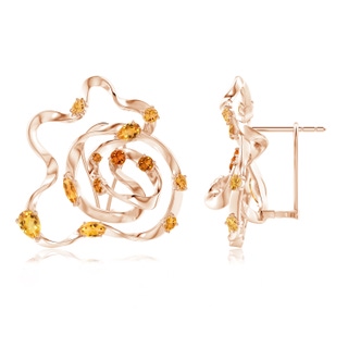 6x4mm AAA Natori x Angara Multi-Shape Dispersed Citrine Ombre Sakura Stud Earrings in Rose Gold