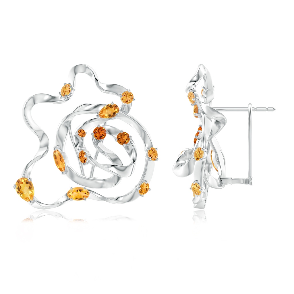 6x4mm AAA Natori x Angara Multi-Shape Dispersed Citrine Ombre Sakura Stud Earrings in White Gold