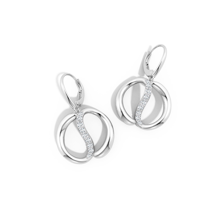 1.9mm HSI2 Natori x Angara Yin-Yang Diamond Shangri-La Dangle Earrings in 9K White Gold lifestyle