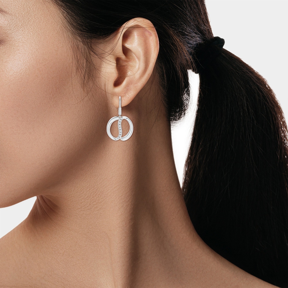 1.9mm HSI2 Natori x Angara Yin-Yang Diamond Shangri-La Dangle Earrings in White Gold body-ear