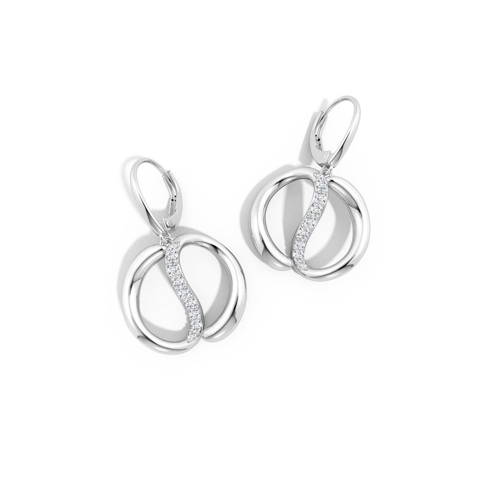 1.9mm HSI2 Natori x Angara Yin-Yang Diamond Shangri-La Dangle Earrings in White Gold lifestyle